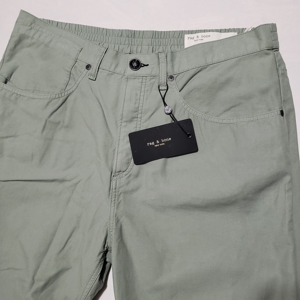 Rag & Bone Sage Green Cotton Blend Jogger Pants Size 34 Elastic Waist Designer
